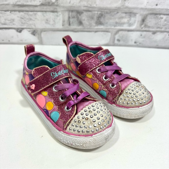 Skechers Girls Twinkle Toes Pink Glitter Sneakers - Size 10 (Toddler) - Picture 1 of 10